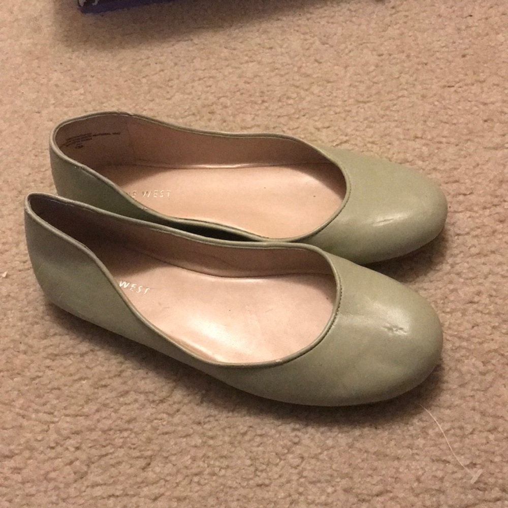 Light green Nine West leather flats